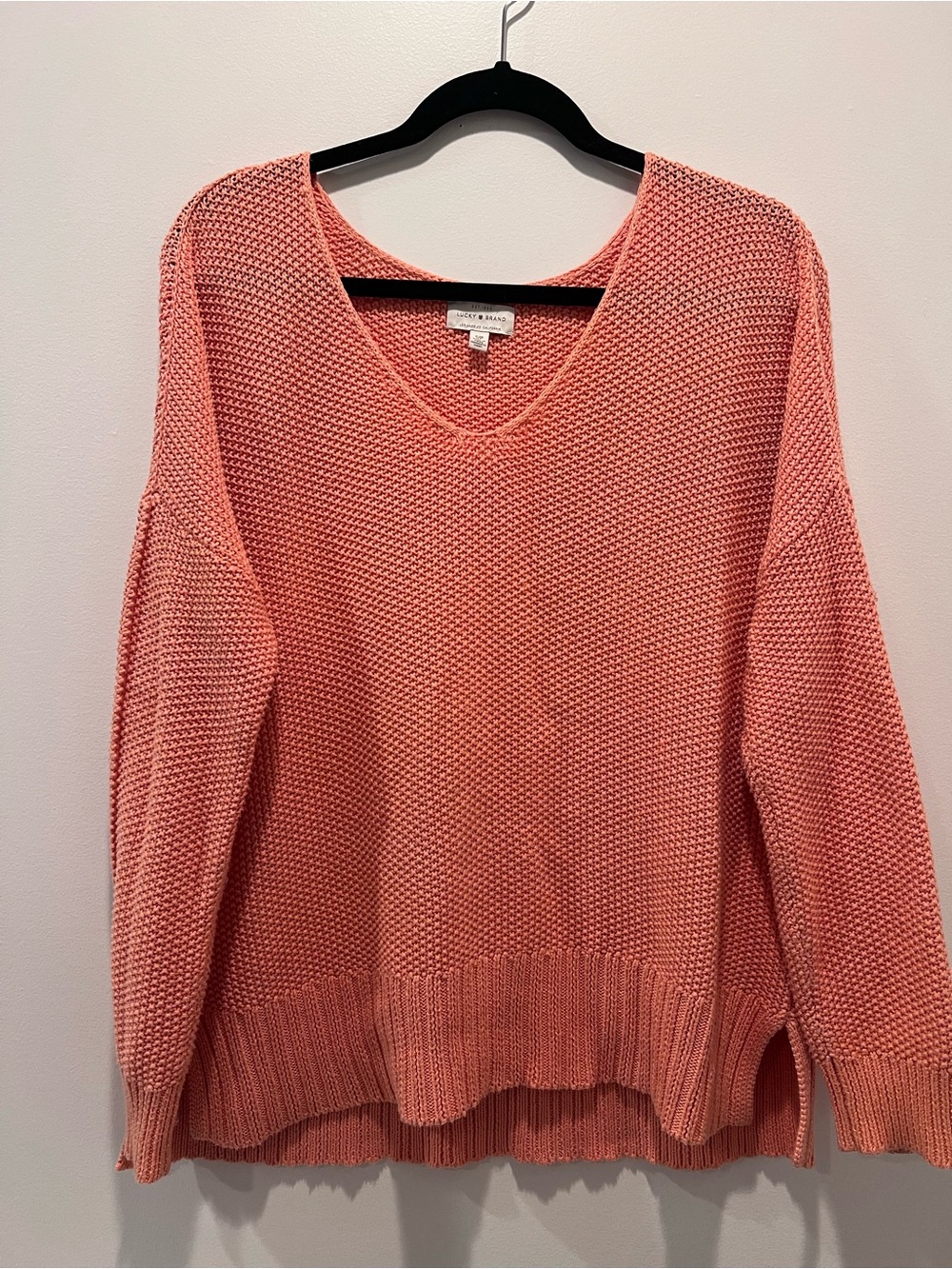 Vneck peach sweater Lucky Brand